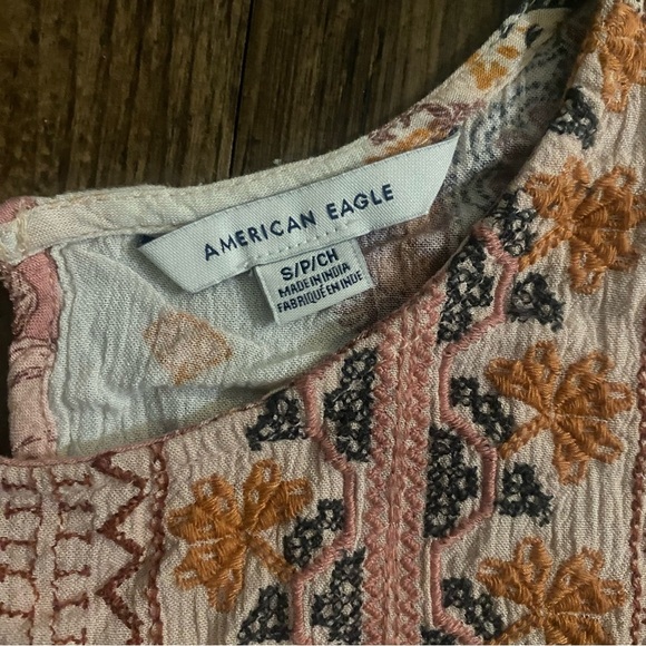 Bohemian American eagle boho Blouse Small - Picture 4 of 6